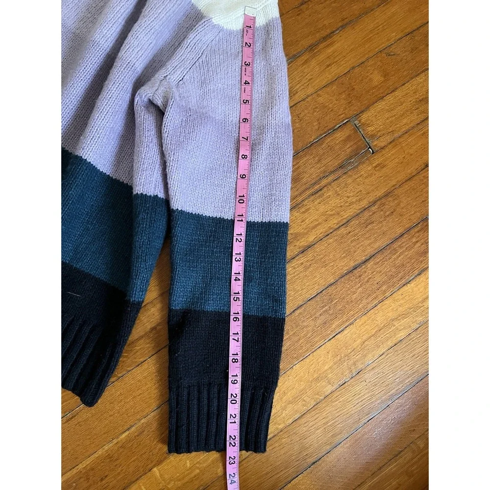 ANN TAYLOR Oversized ColorBlock Stripe Knit Sweater L Classic Turtleneck Cozy - Picture 3 of 7